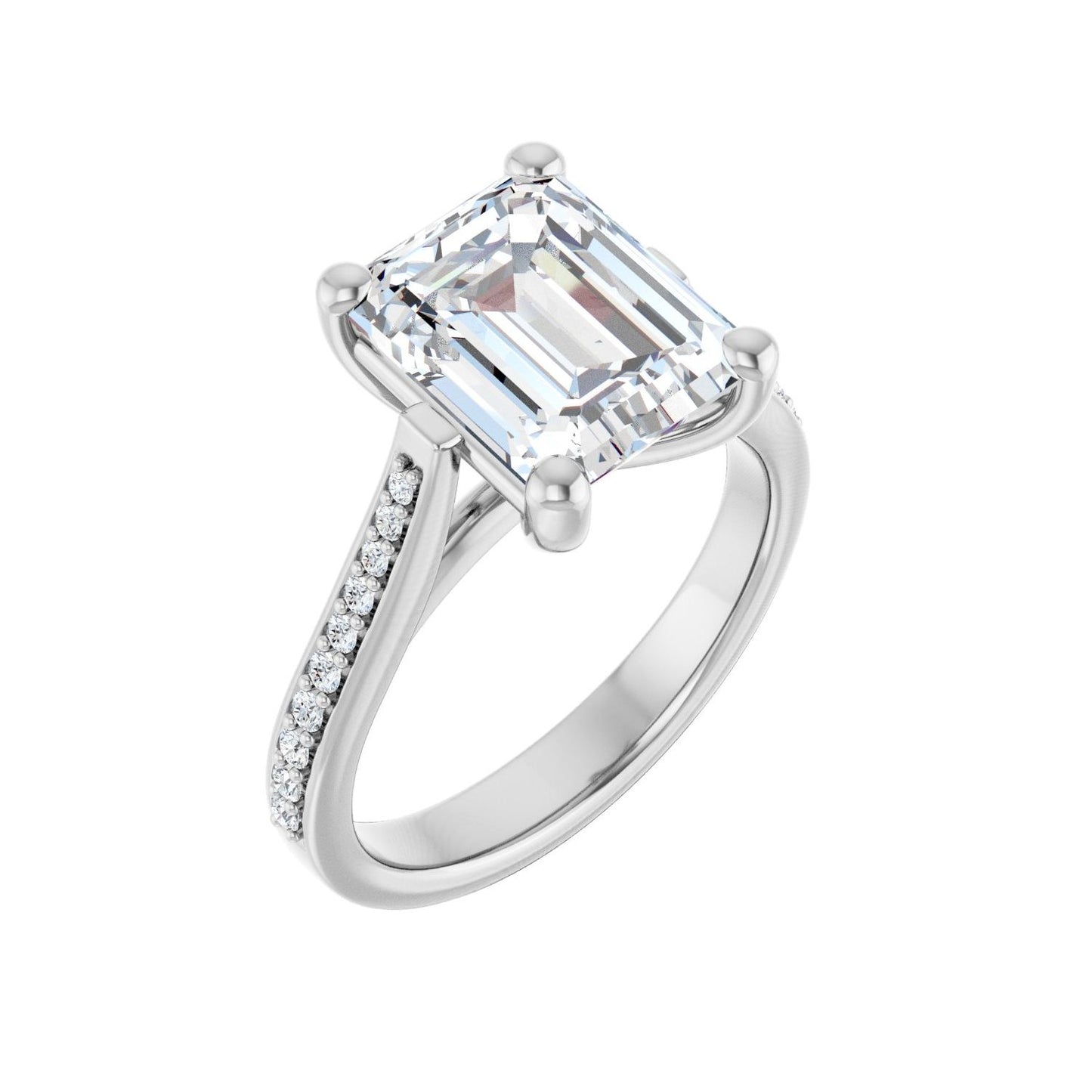 Emerald Engagement Ring | Metal Type=14K White Gold | Center Stone Size=3 CT | Image 1
