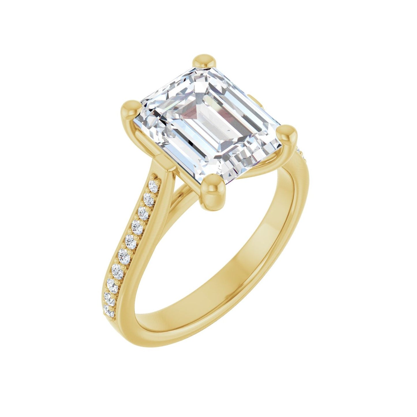 Emerald Engagement Ring | Metal Type=14K Yellow Gold | Center Stone Size=3 CT | Image 1