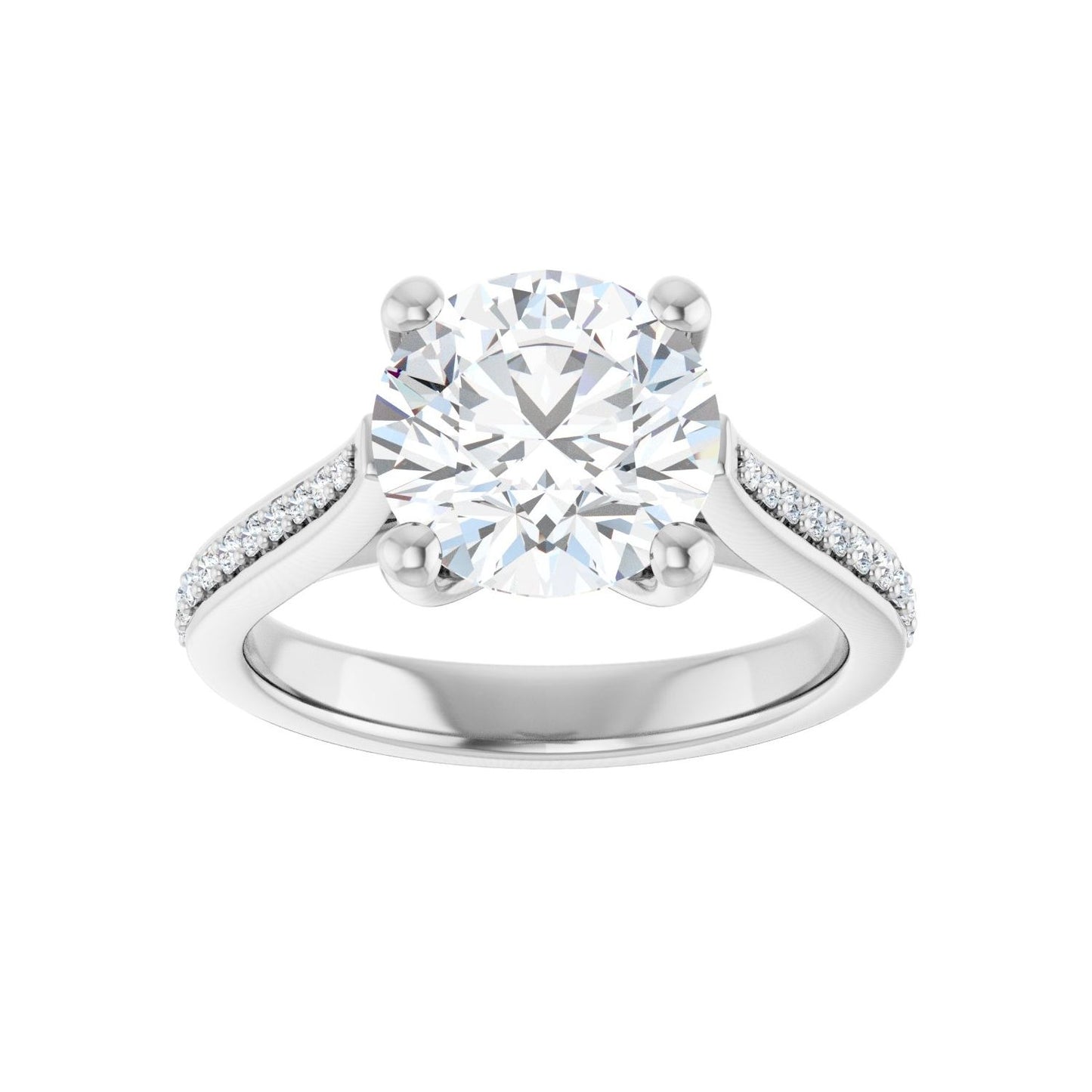 Round Engagement Ring | Metal Type=14K White Gold | Center Stone Size=2.5 CT | Image 3
