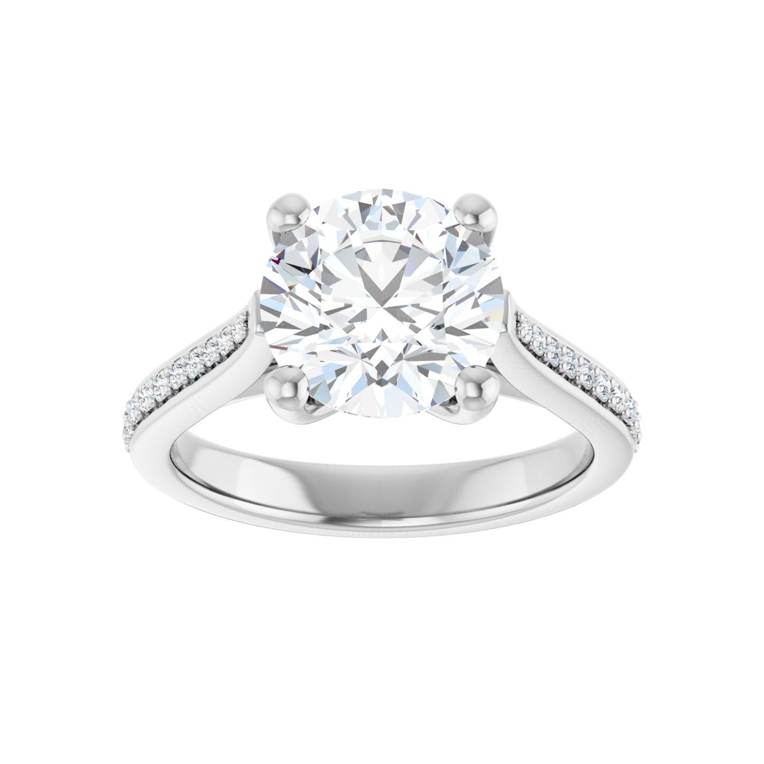 Round Engagement Ring | Metal Type=14K White Gold | Center Stone Size=2.5 CT | Image 3