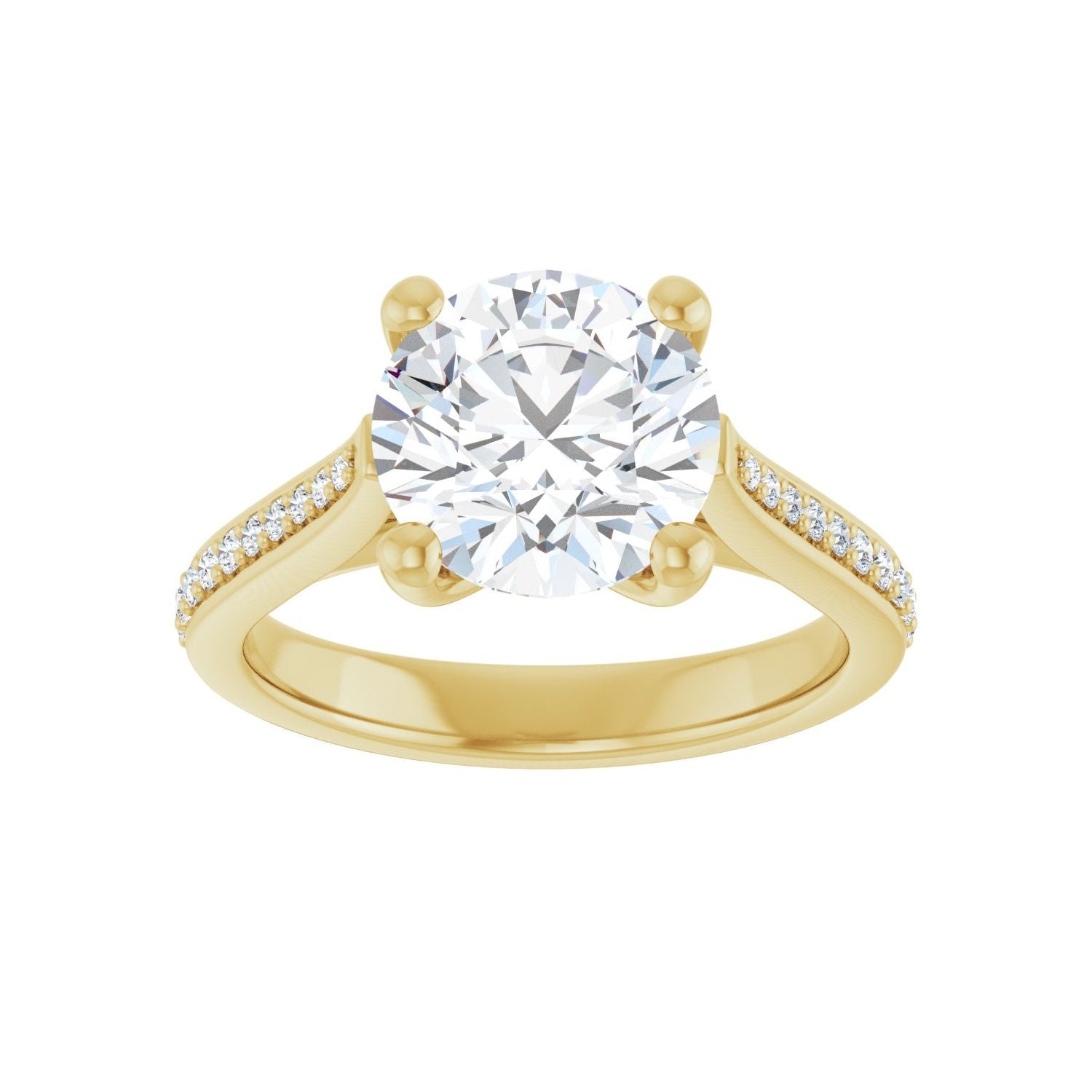 Round Engagement Ring | Metal Type=14K Yellow Gold | Center Stone Size=2.5 CT | Image 3