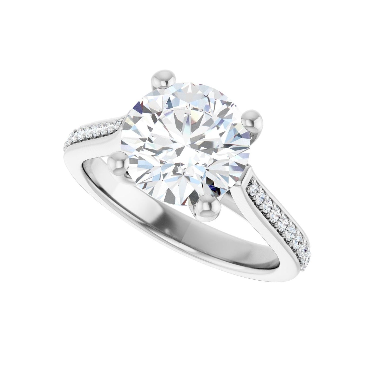 Round Engagement Ring | Metal Type=14K White Gold | Center Stone Size=2.5 CT | Image 5