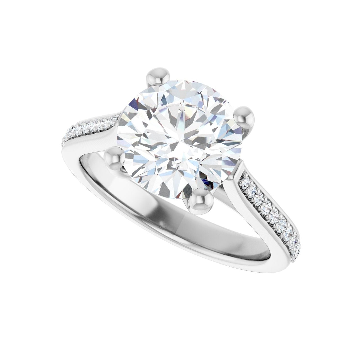 Round Engagement Ring | Metal Type=14K White Gold | Center Stone Size=2.5 CT | Image 5