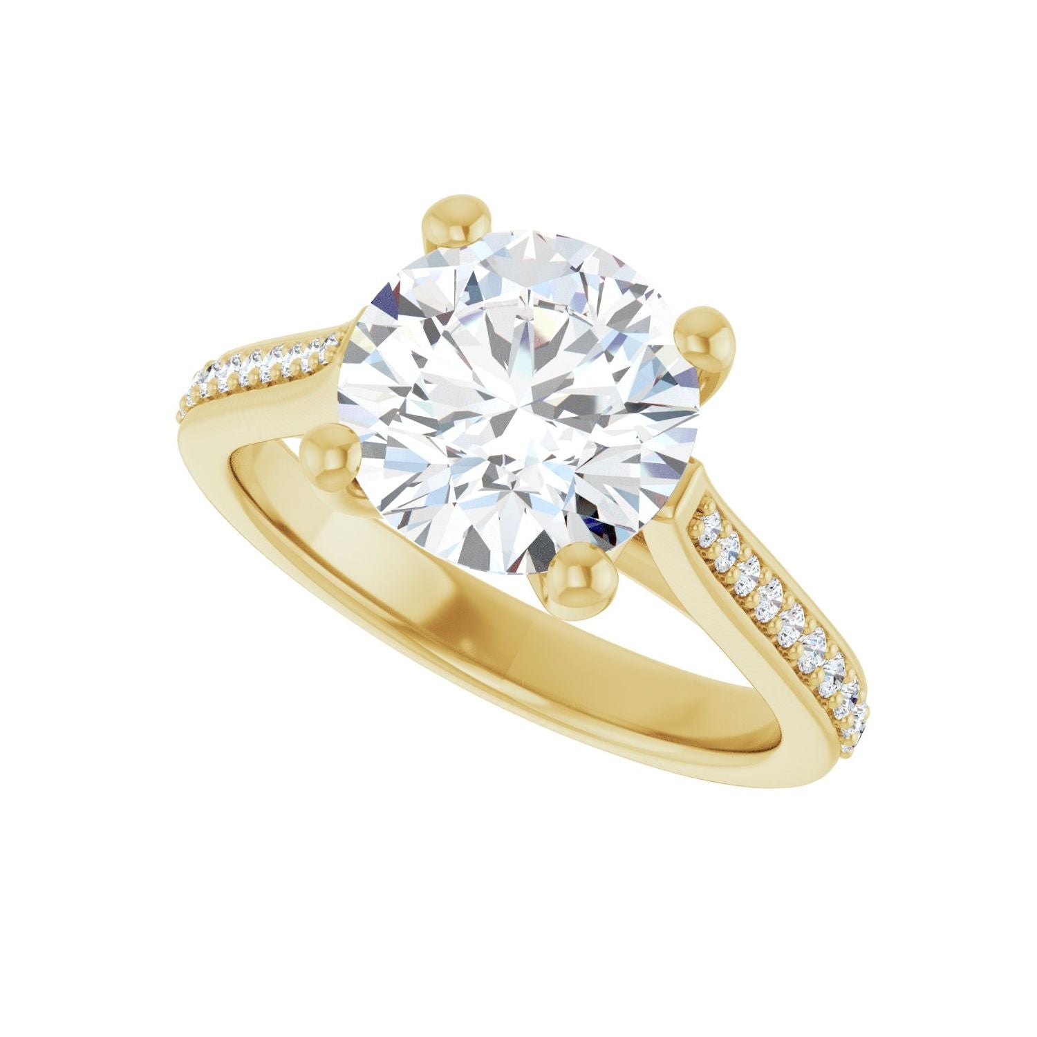 Round Engagement Ring | Metal Type=14K Yellow Gold | Center Stone Size=2.5 CT | Image 5