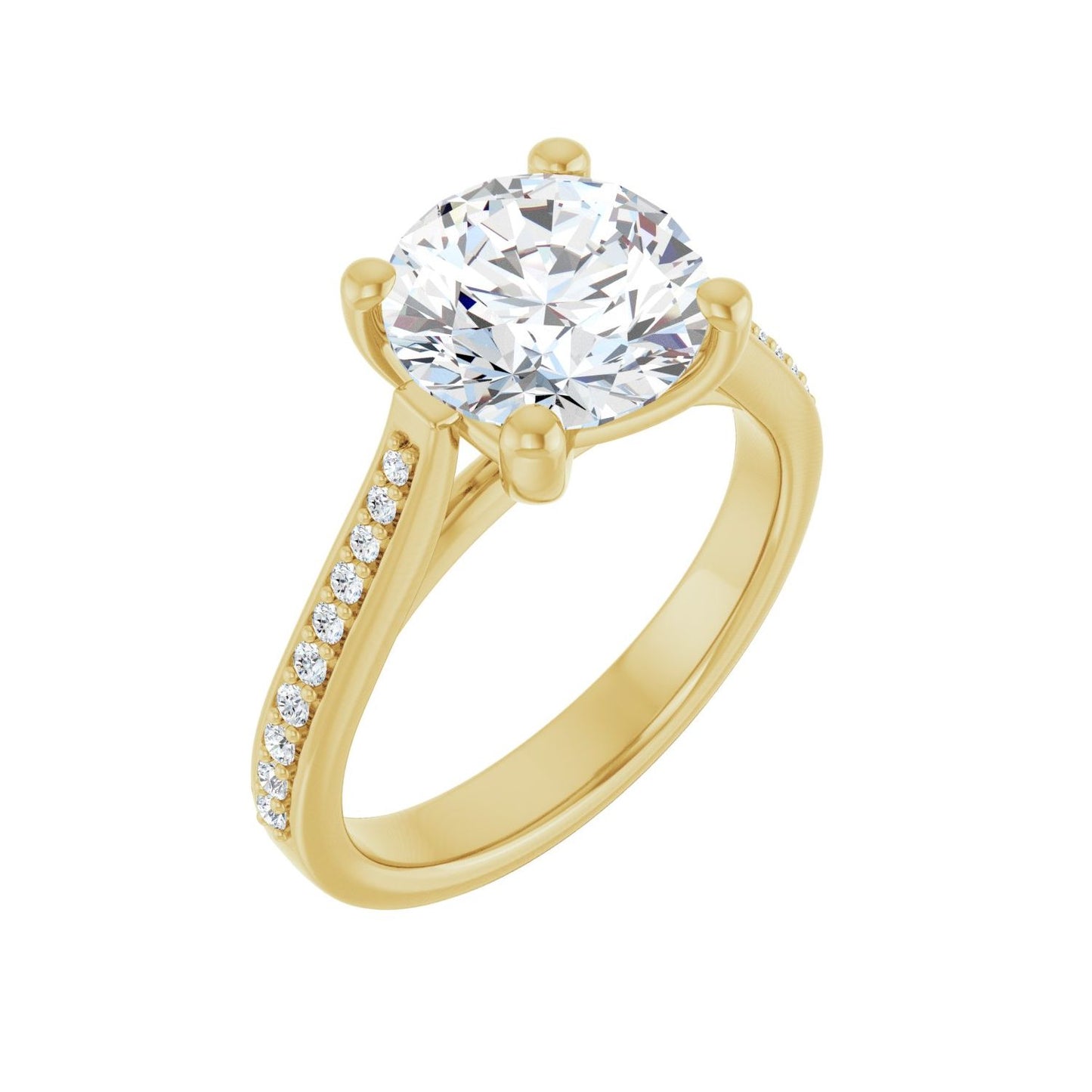 Round Engagement Ring | Metal Type=14K Yellow Gold | Center Stone Size=2.5 CT | Image 1