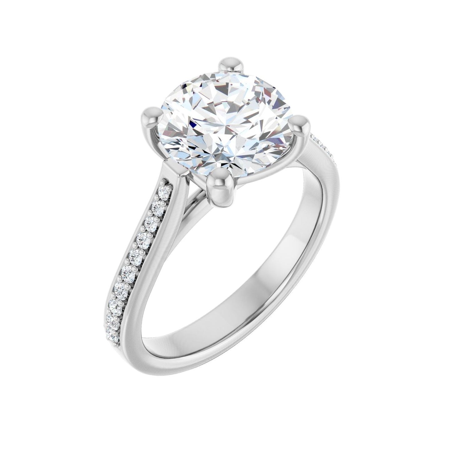 Round Engagement Ring | Metal Type=14K White Gold | Center Stone Size=2.5 CT | Image 1