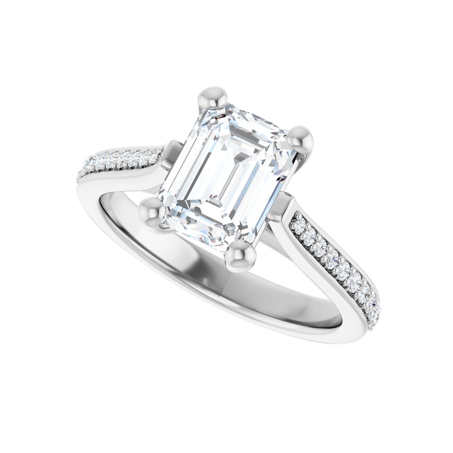 Emerald Engagement Ring | Metal Type=14K White Gold | Center Stone Size=2 CT | Image 5