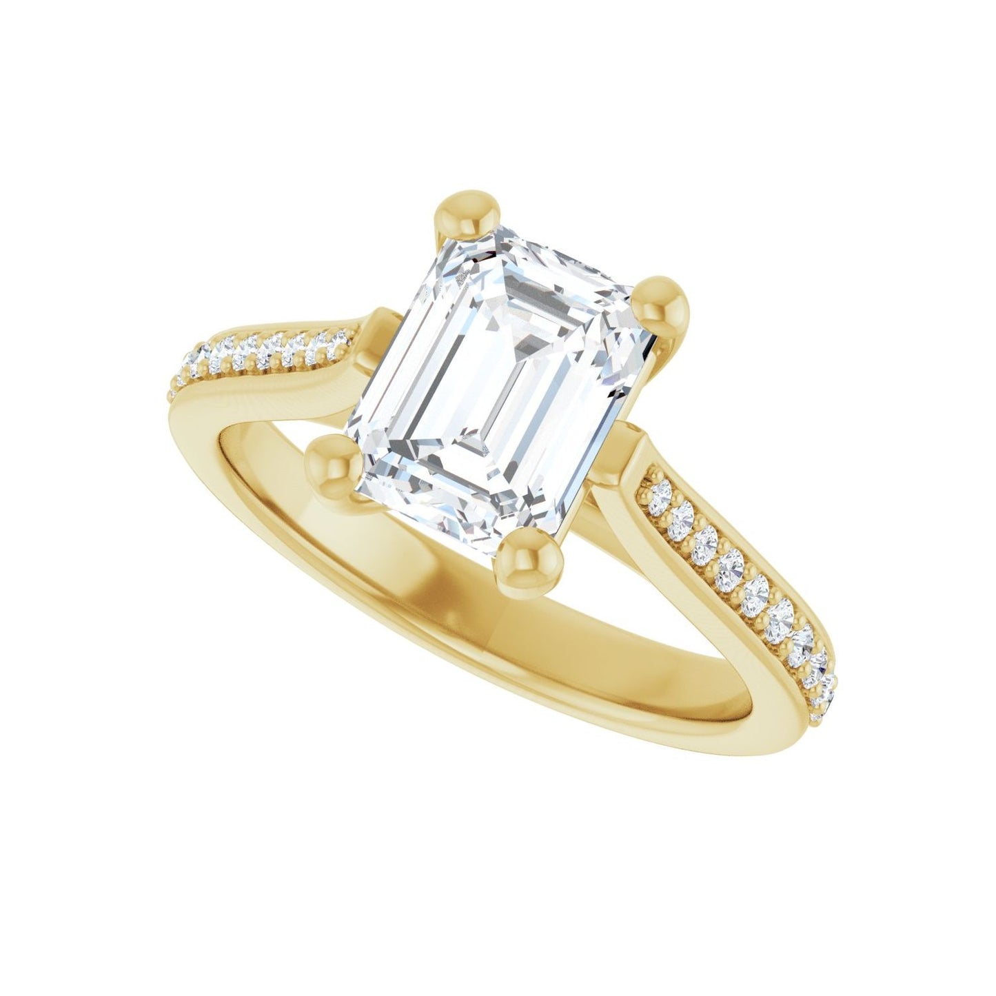 Emerald Engagement Ring | Metal Type=14K Yellow Gold | Center Stone Size=2 CT | Image 5