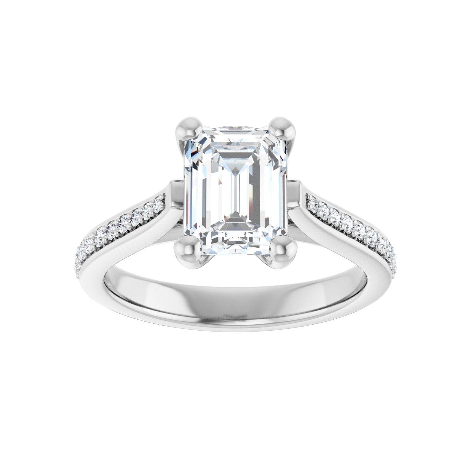 Emerald Engagement Ring | Metal Type=14K White Gold | Center Stone Size=2 CT | Image 3
