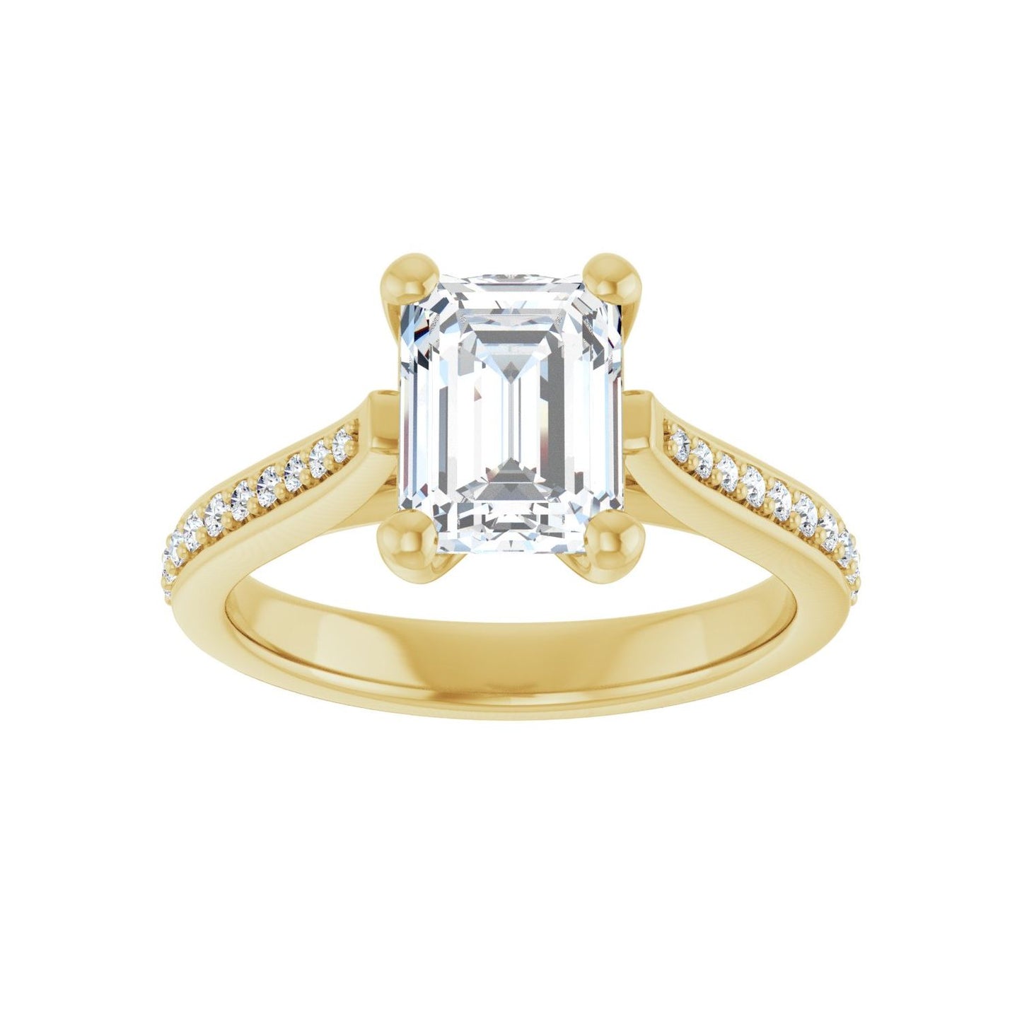 Emerald Engagement Ring | Metal Type=14K Yellow Gold | Center Stone Size=2 CT | Image 3