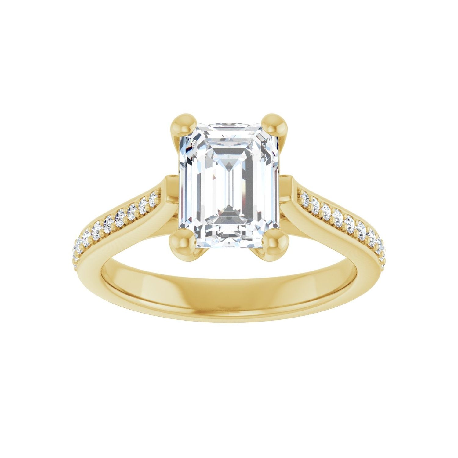 Emerald Engagement Ring | Metal Type=14K Yellow Gold | Center Stone Size=2 CT | Image 3