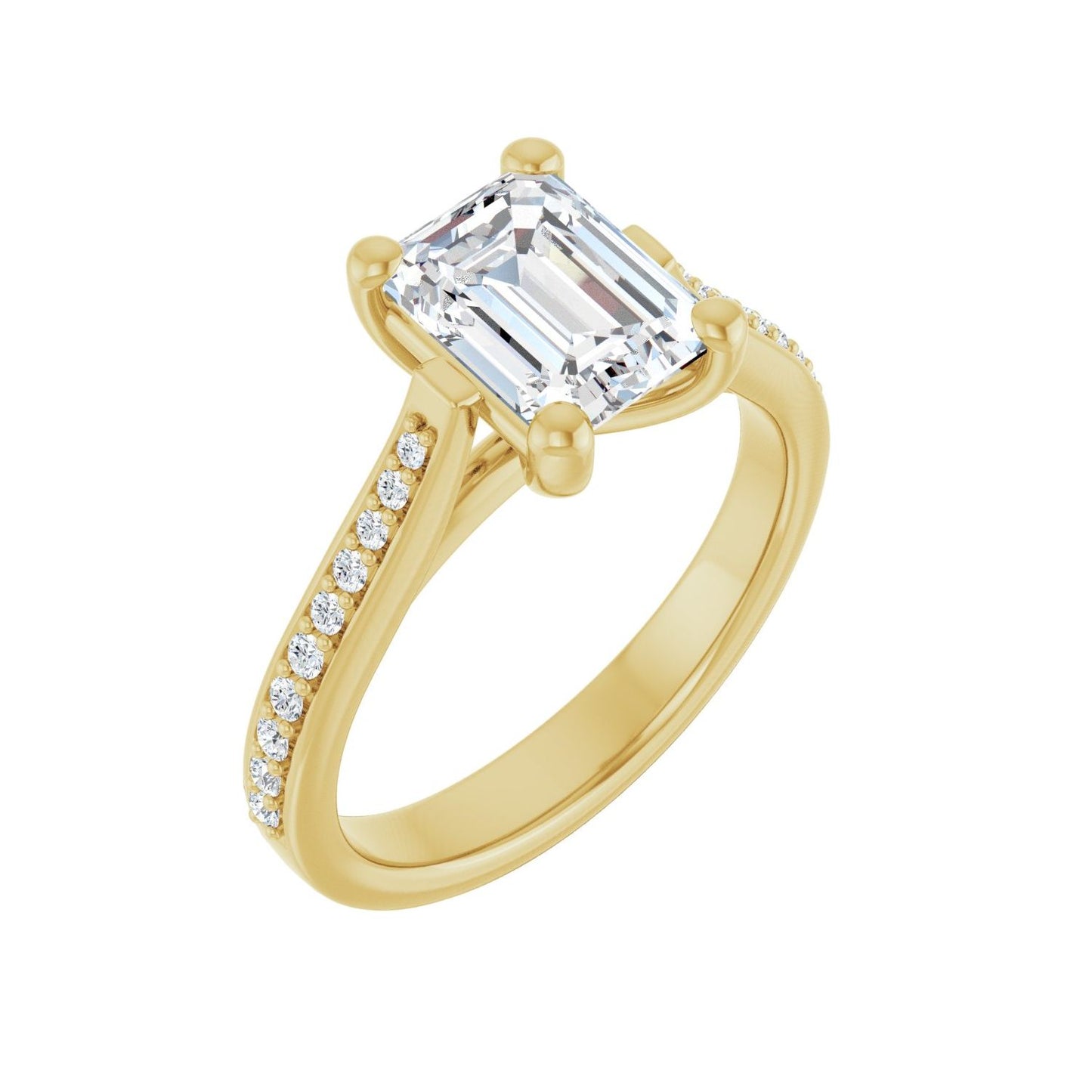 Emerald Engagement Ring | Metal Type=14K Yellow Gold | Center Stone Size=2 CT | Image 1