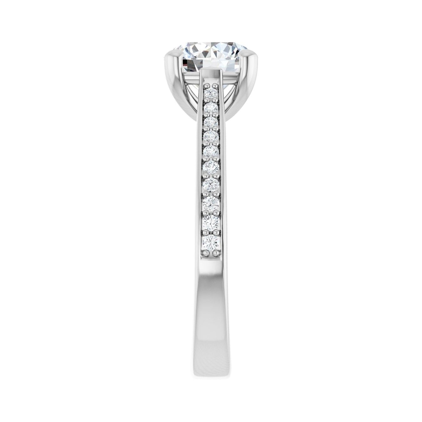 Round Engagement Ring | Metal Type=14K White Gold | Center Stone Size=1.5 CT | Image 4