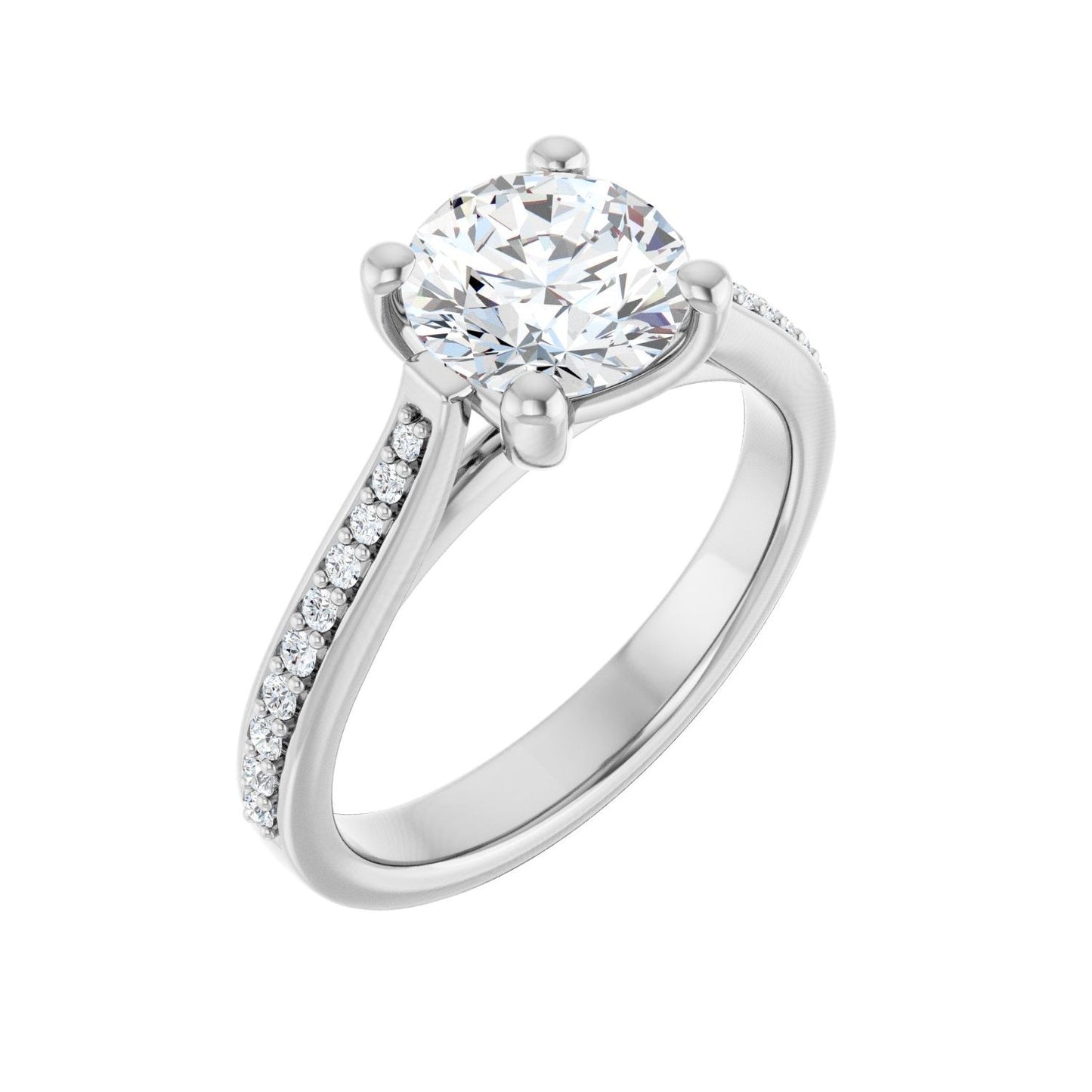 Round Engagement Ring | Metal Type=14K White Gold | Center Stone Size=1.5 CT | Image 1