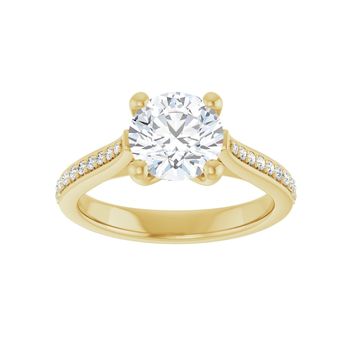 Round Engagement Ring | Metal Type=14K Yellow Gold | Center Stone Size=1.5 CT | Image 3
