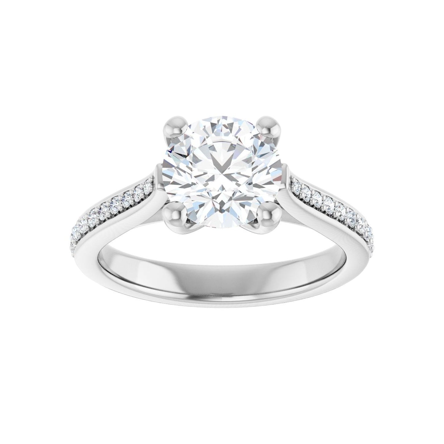 Round Engagement Ring | Metal Type=14K White Gold | Center Stone Size=1.5 CT | Image 3