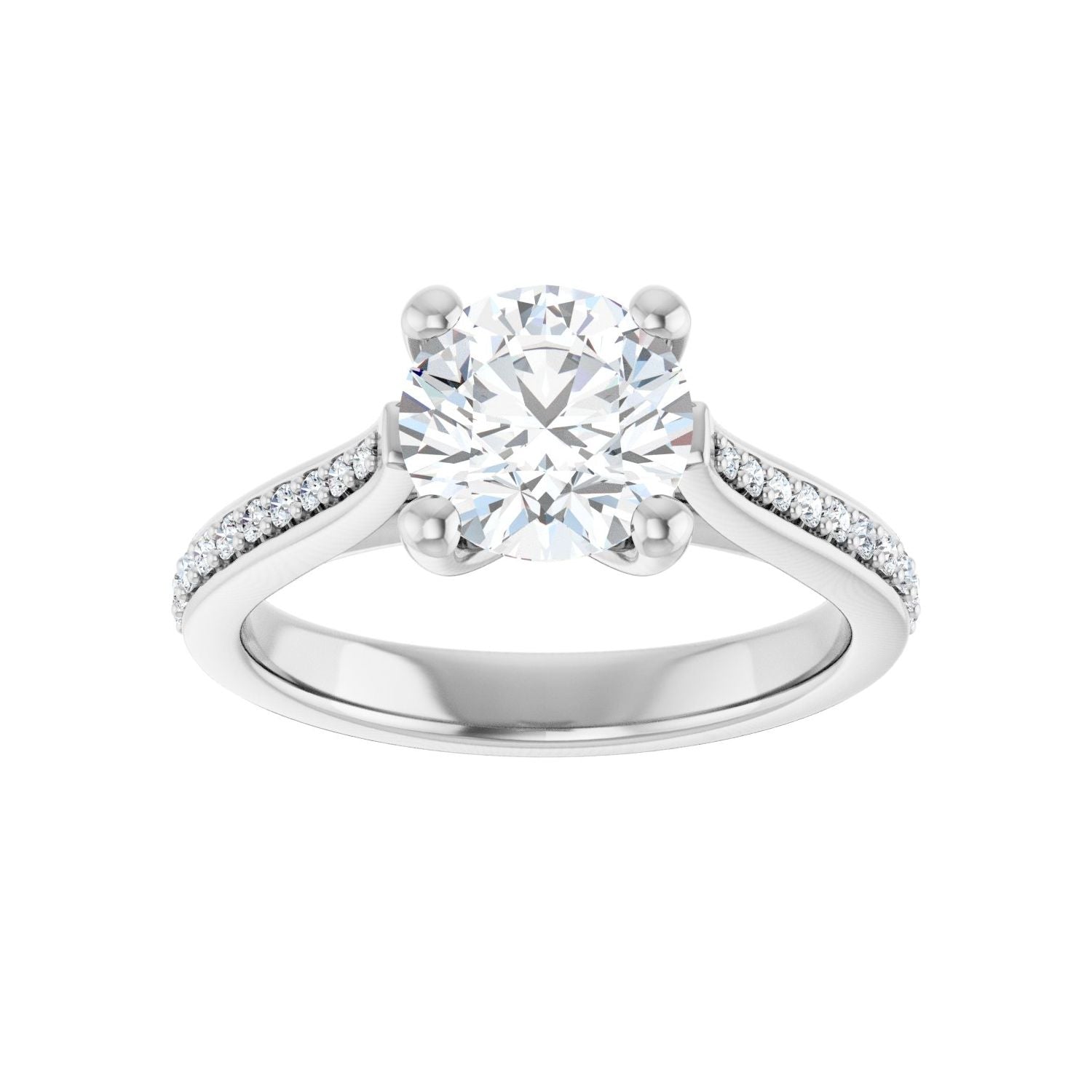 Round Engagement Ring | Metal Type=14K White Gold | Center Stone Size=1.5 CT | Image 3