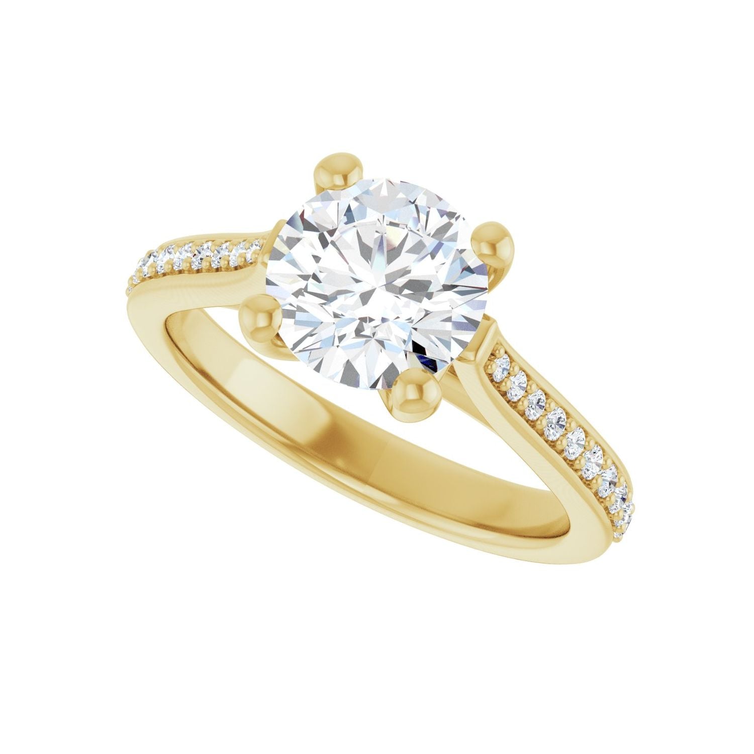 Round Engagement Ring | Metal Type=14K Yellow Gold | Center Stone Size=1.5 CT | Image 5