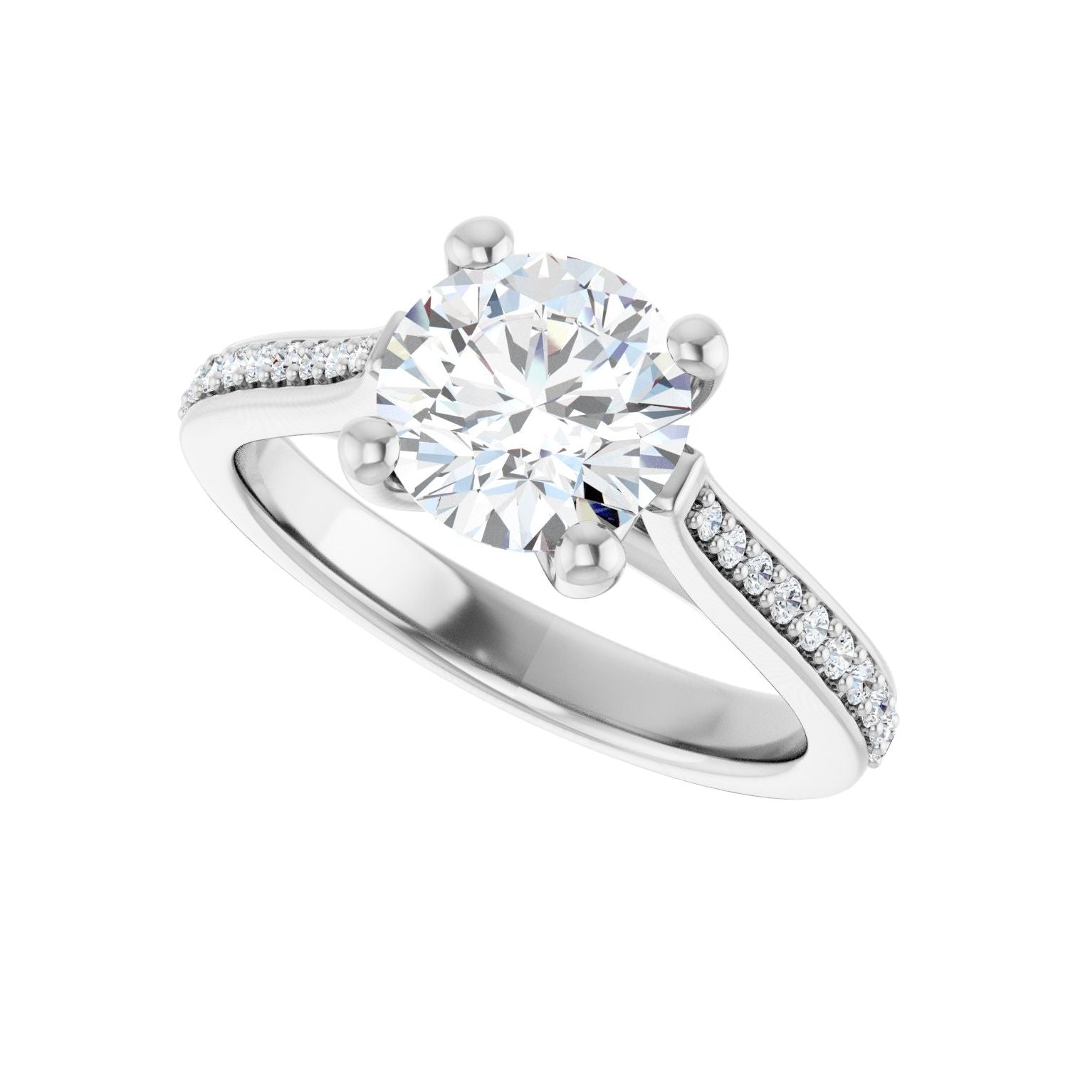 Round Engagement Ring | Metal Type=14K White Gold | Center Stone Size=1.5 CT | Image 5