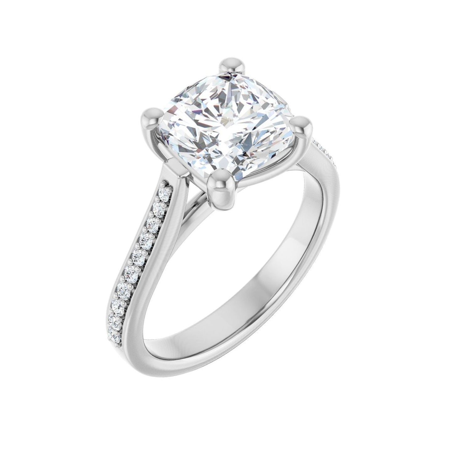 Cushion Engagement Ring | Metal Type=14K White Gold | Center Stone Size=3 CT | Image 1