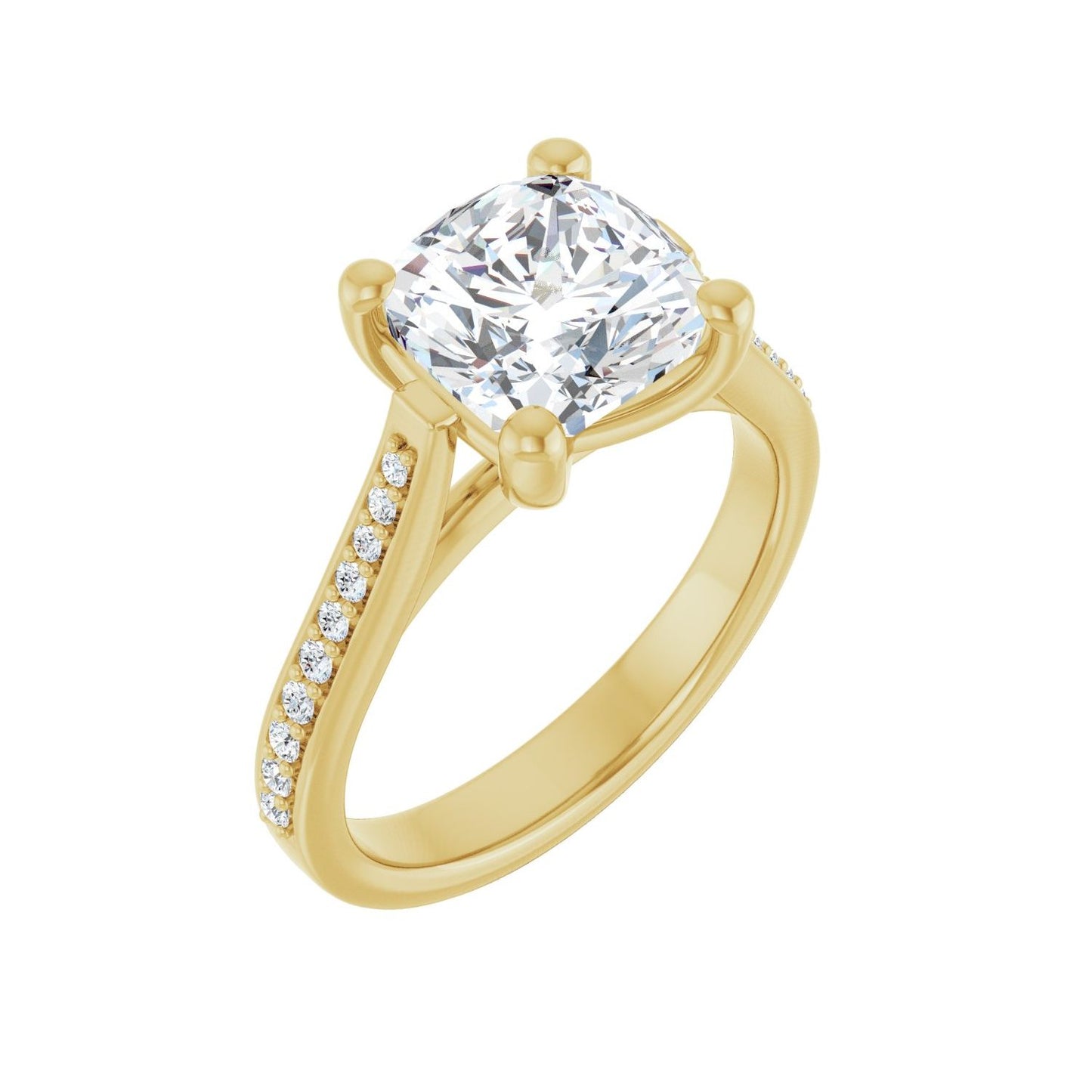 Cushion Engagement Ring | Metal Type=14K Yellow Gold | Center Stone Size=3 CT | Image 1