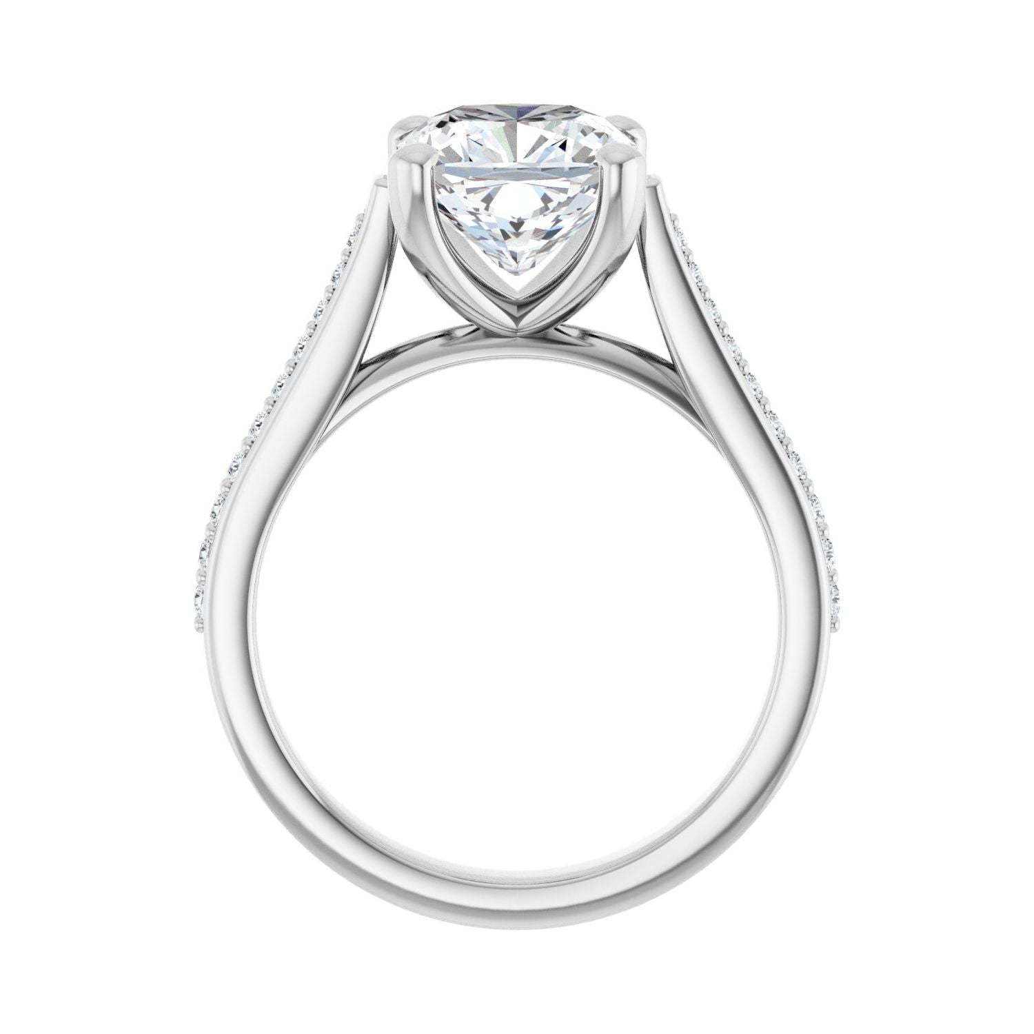Cushion Engagement Ring | Metal Type=14K White Gold | Center Stone Size=3 CT | Image 2