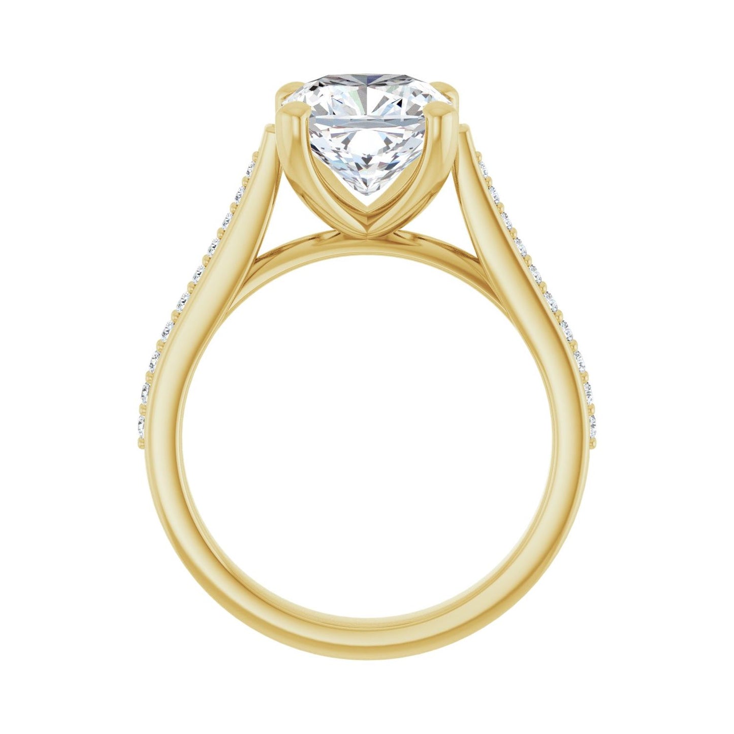 Cushion Engagement Ring | Metal Type=14K Yellow Gold | Center Stone Size=3 CT | Image 2