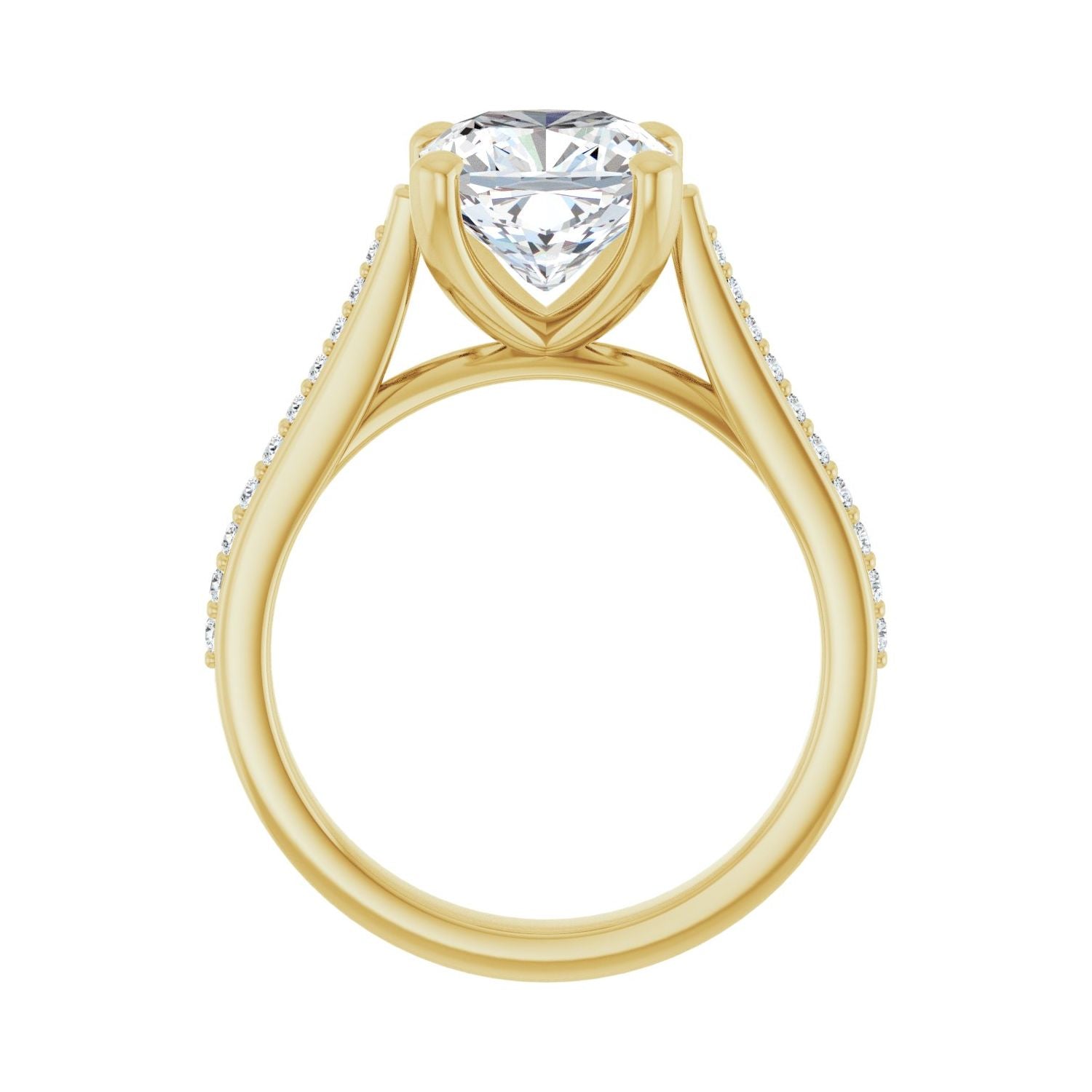 Cushion Engagement Ring | Metal Type=14K Yellow Gold | Center Stone Size=3 CT | Image 2