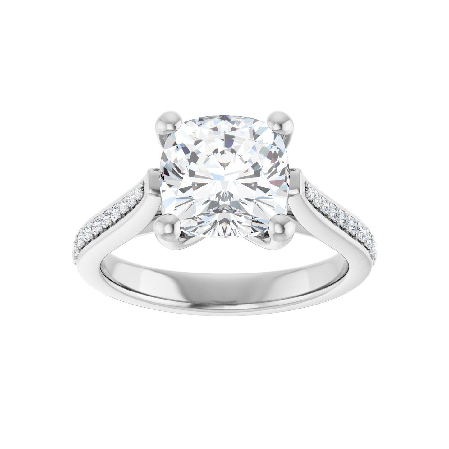 Cushion Engagement Ring | Metal Type=14K White Gold | Center Stone Size=3 CT | Image 3