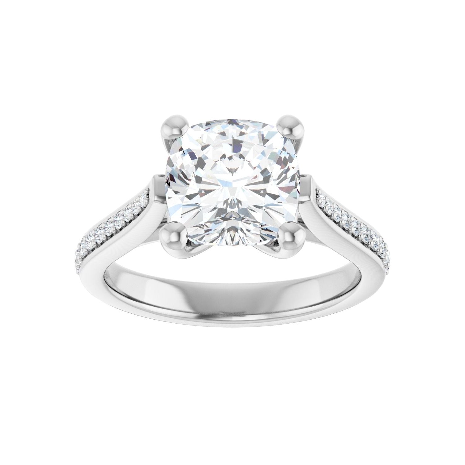 Cushion Engagement Ring | Metal Type=14K White Gold | Center Stone Size=3 CT | Image 3