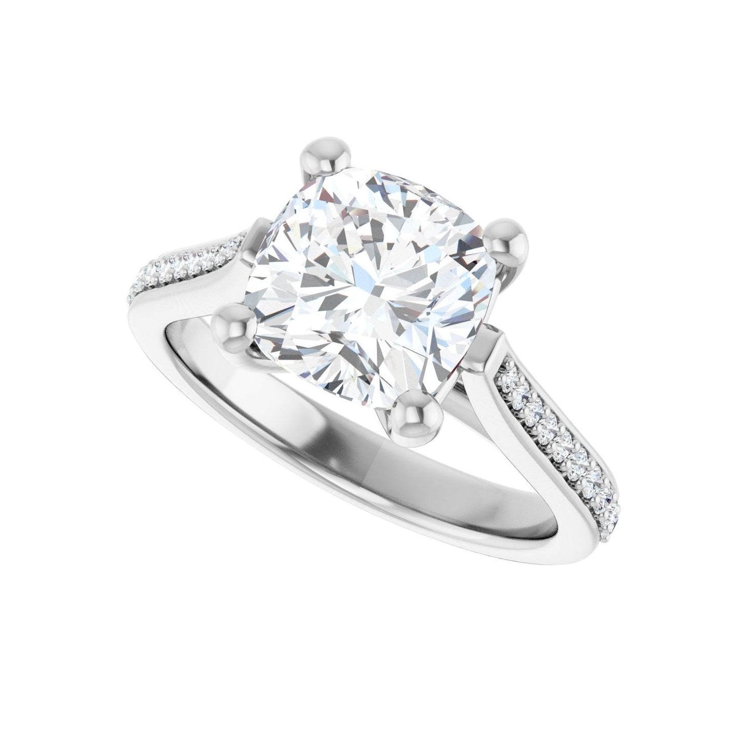 Cushion Engagement Ring | Metal Type=14K White Gold | Center Stone Size=3 CT | Image 5