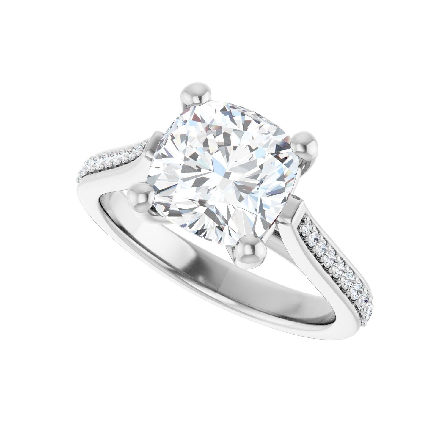 Cushion Engagement Ring | Metal Type=14K White Gold | Center Stone Size=3 CT | Image 5