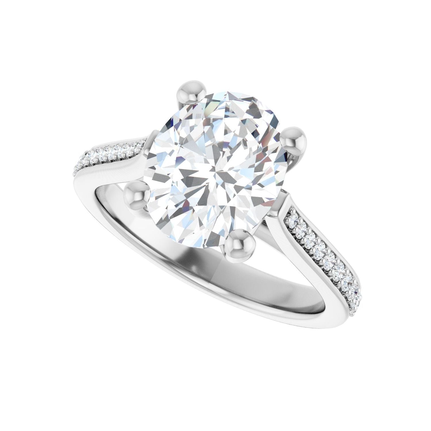 Oval Engagement Ring | Metal Type=14K White Gold | Center Stone Size=2.5 CT | Image 5