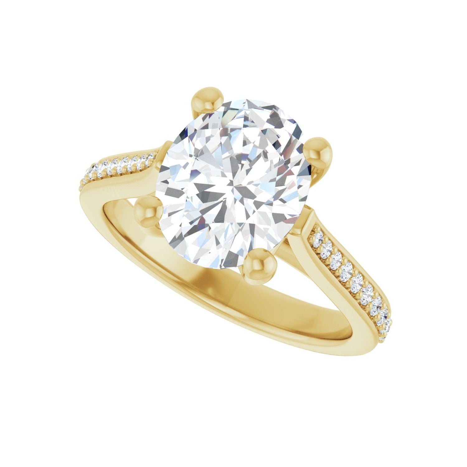 Oval Engagement Ring | Metal Type=14K Yellow Gold | Center Stone Size=2.5 CT | Image 5