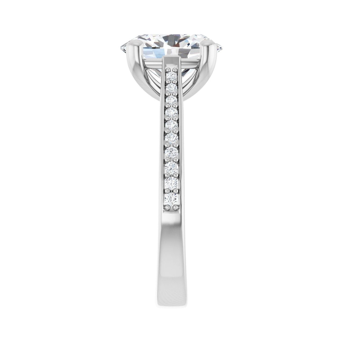 Oval Engagement Ring | Metal Type=14K White Gold | Center Stone Size=2.5 CT | Image 4
