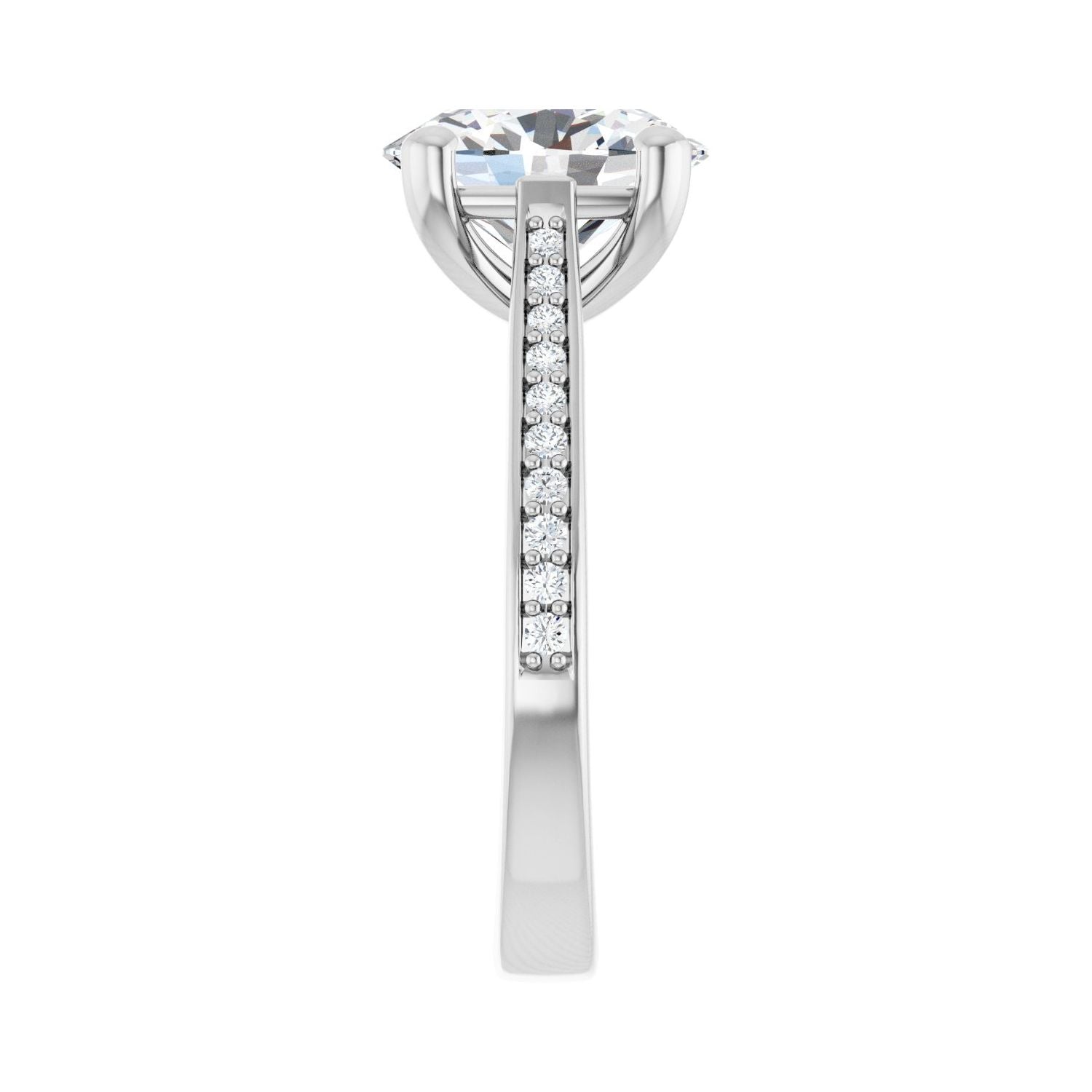 Oval Engagement Ring | Metal Type=14K White Gold | Center Stone Size=2.5 CT | Image 4