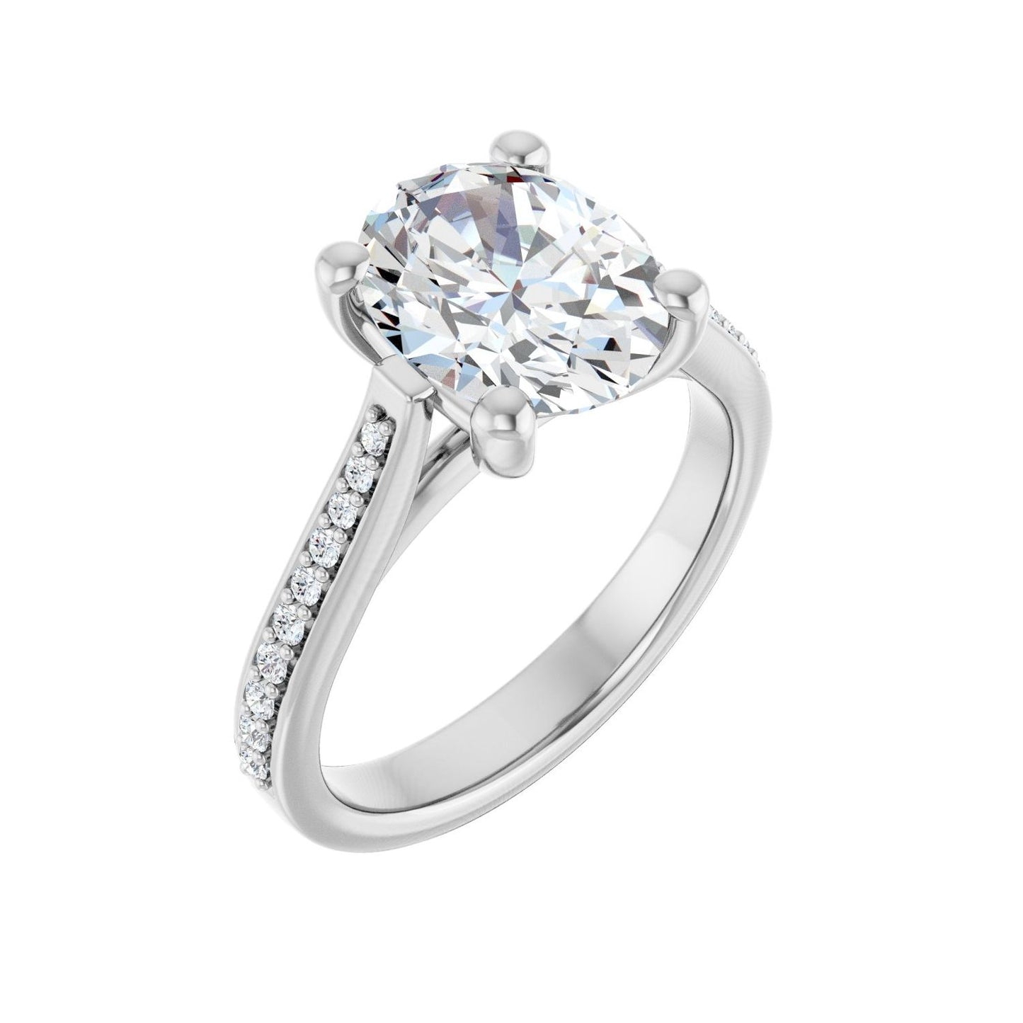 Oval Engagement Ring | Metal Type=14K White Gold | Center Stone Size=2.5 CT | Image 1