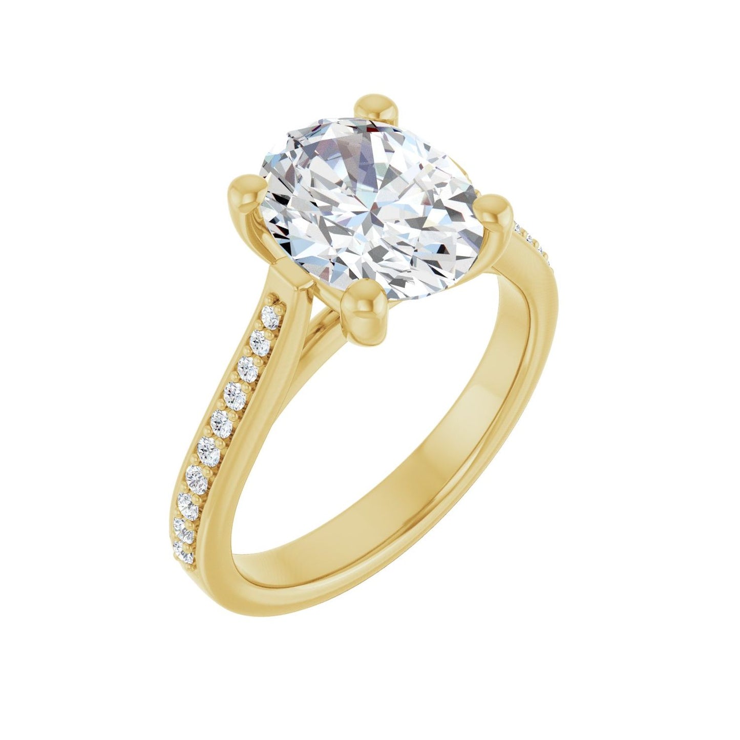 Oval Engagement Ring | Metal Type=14K Yellow Gold | Center Stone Size=2.5 CT | Image 1