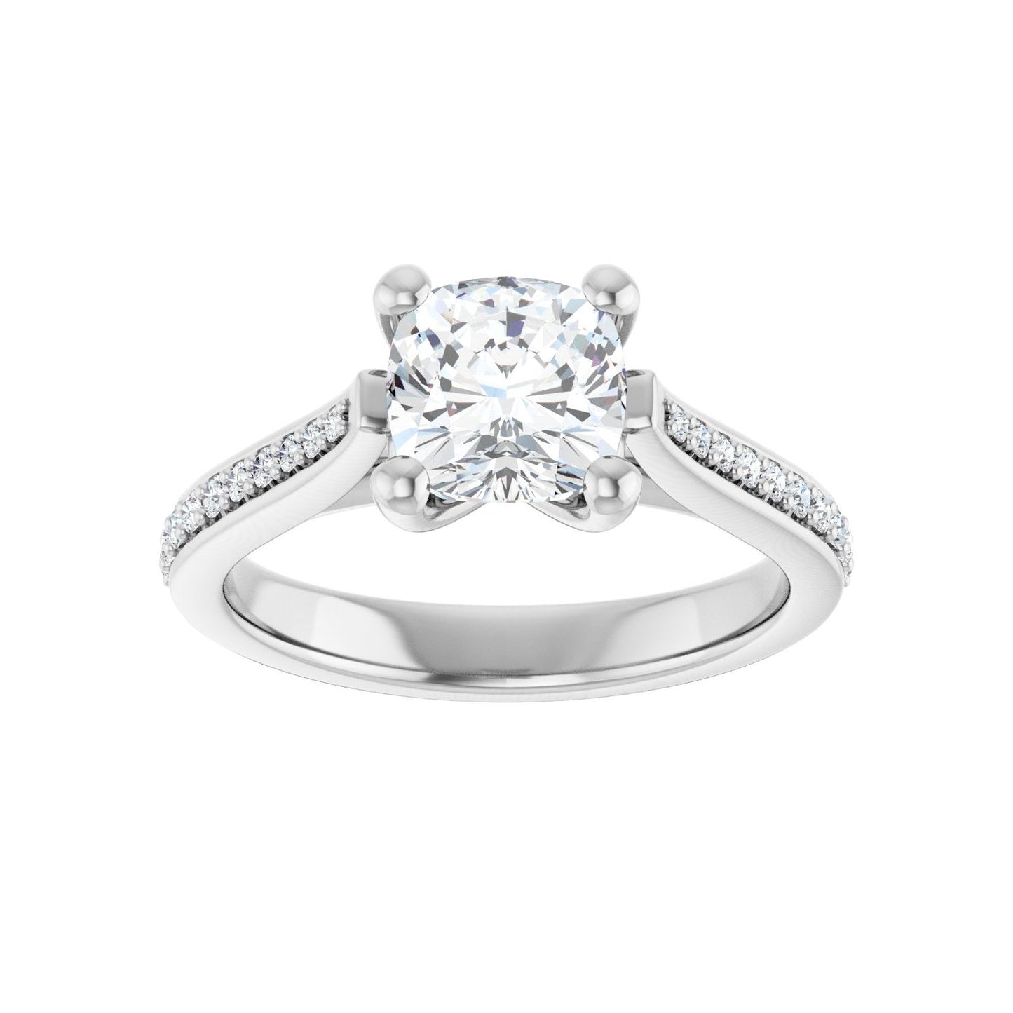 Cushion Engagement Ring | Metal Type=14K White Gold | Center Stone Size=1.5 CT | Image 3