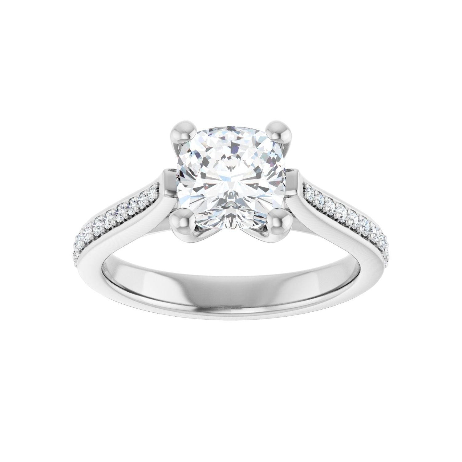 Cushion Engagement Ring | Metal Type=14K White Gold | Center Stone Size=1.5 CT | Image 3