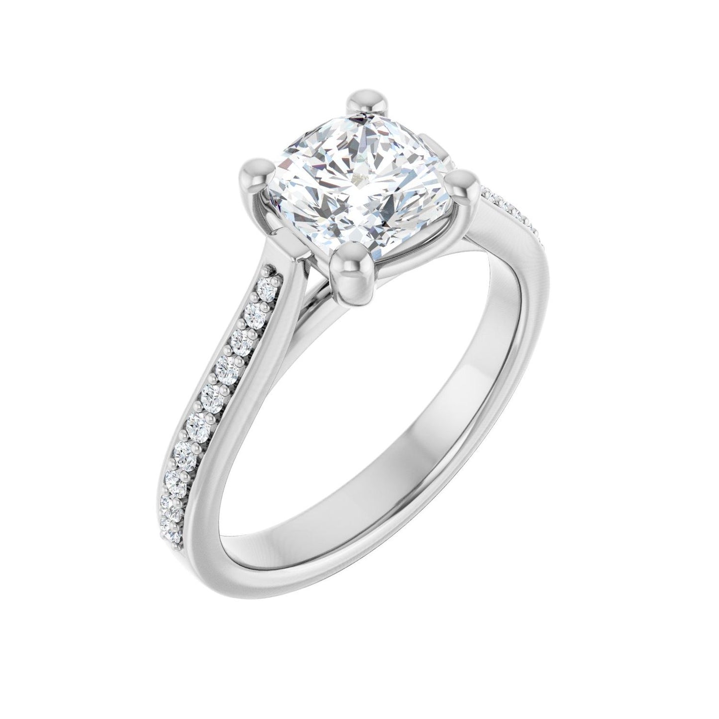 Cushion Engagement Ring | Metal Type=14K White Gold | Center Stone Size=1.5 CT | Image 1