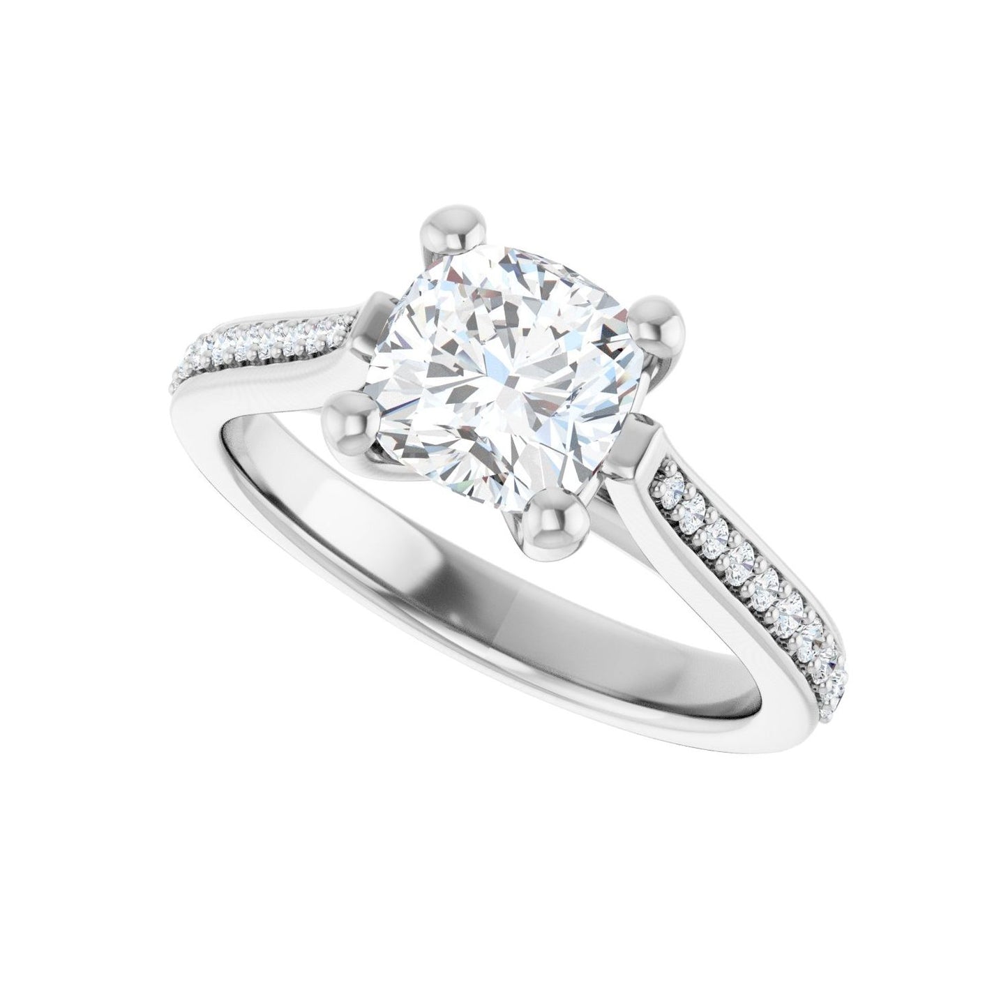 Cushion Engagement Ring | Metal Type=14K White Gold | Center Stone Size=1.5 CT | Image 5