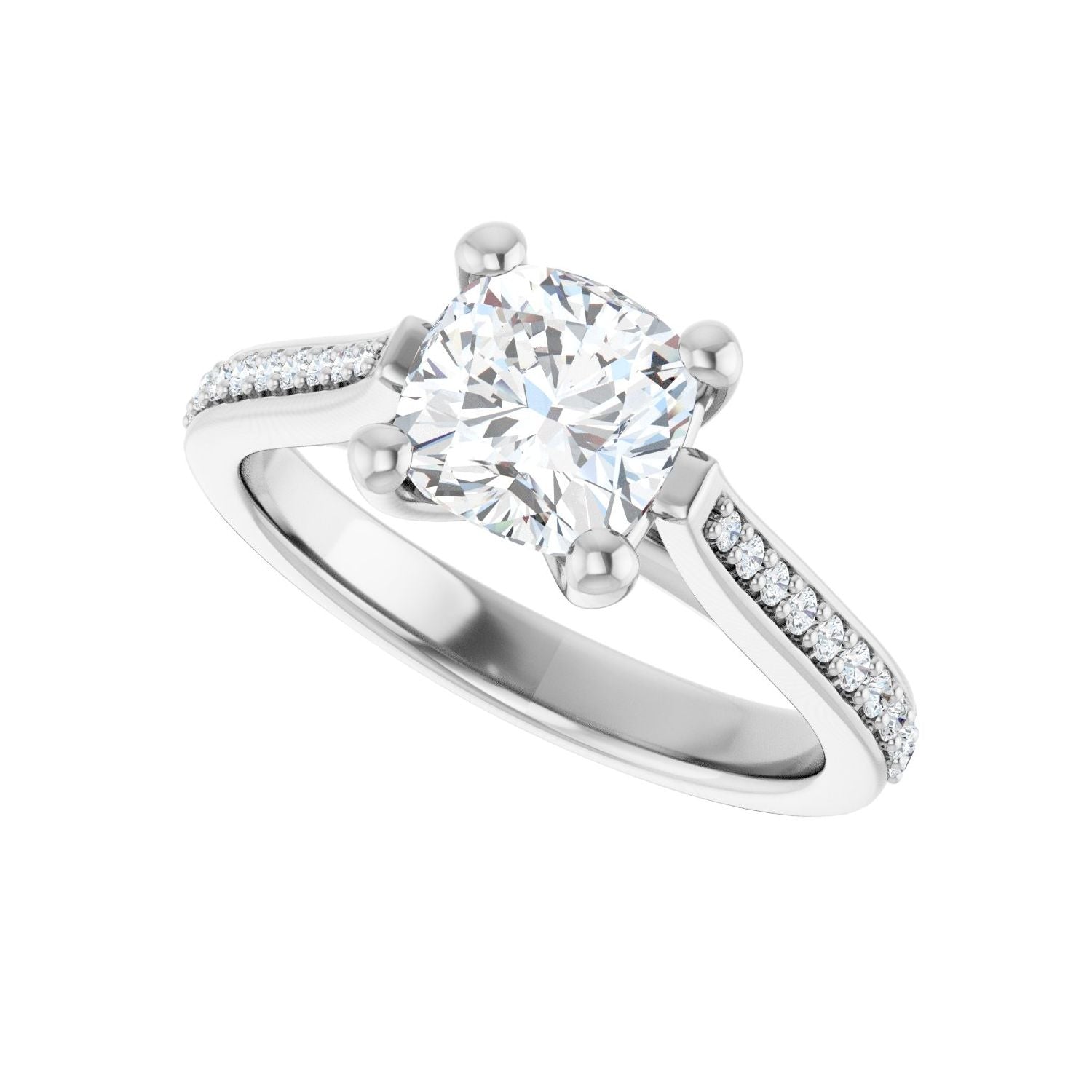 Cushion Engagement Ring | Metal Type=14K White Gold | Center Stone Size=1.5 CT | Image 5