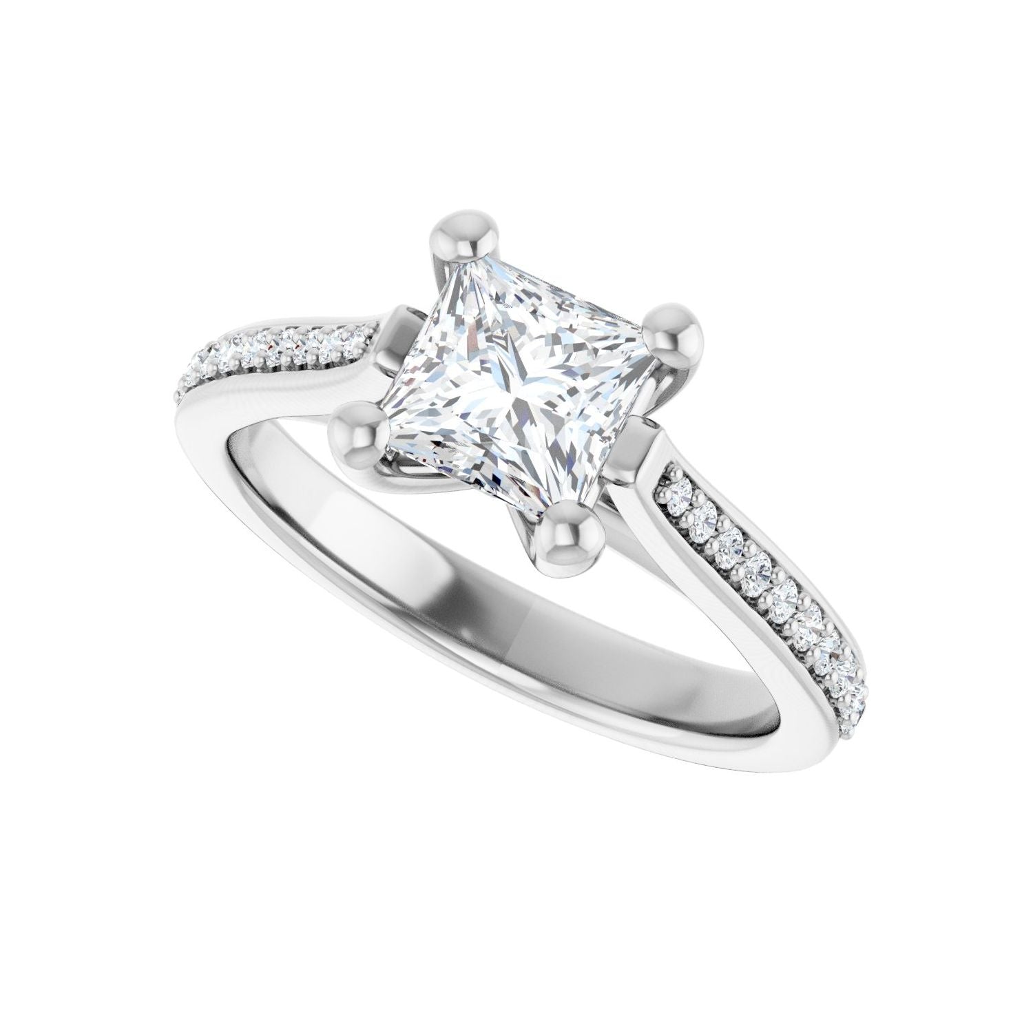 Square Engagement Ring | Metal Type=14K White Gold | Center Stone Size=1 CT | Image 5