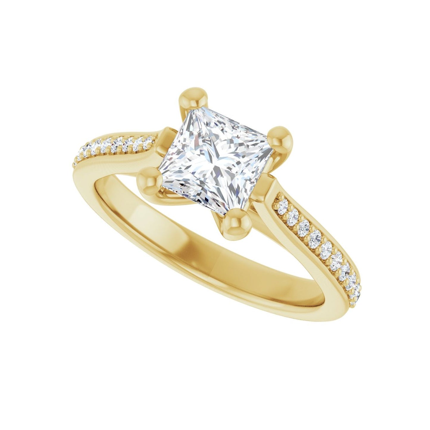 Square Engagement Ring | Metal Type=14K Yellow Gold | Center Stone Size=1 CT | Image 5