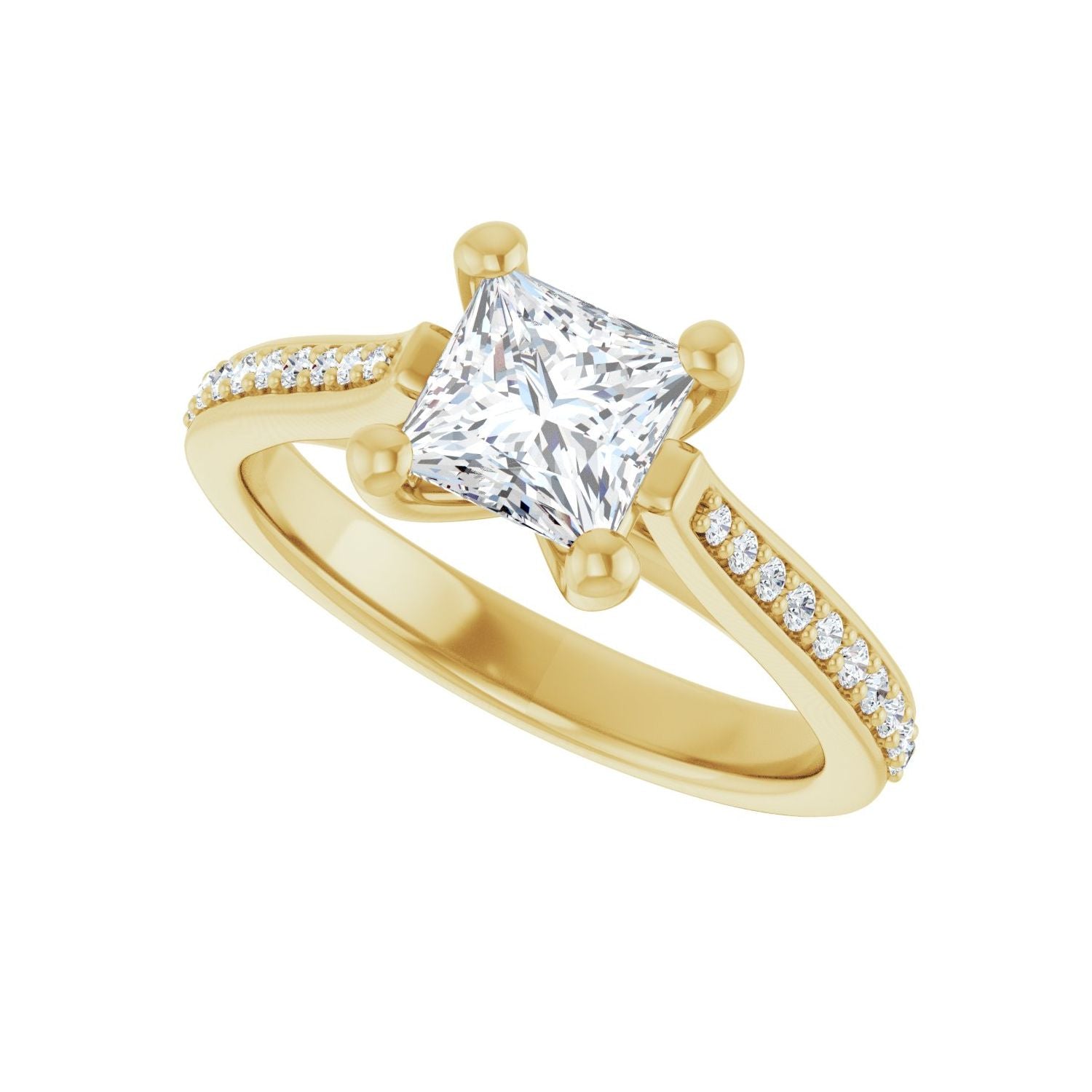 Square Engagement Ring | Metal Type=14K Yellow Gold | Center Stone Size=1 CT | Image 5