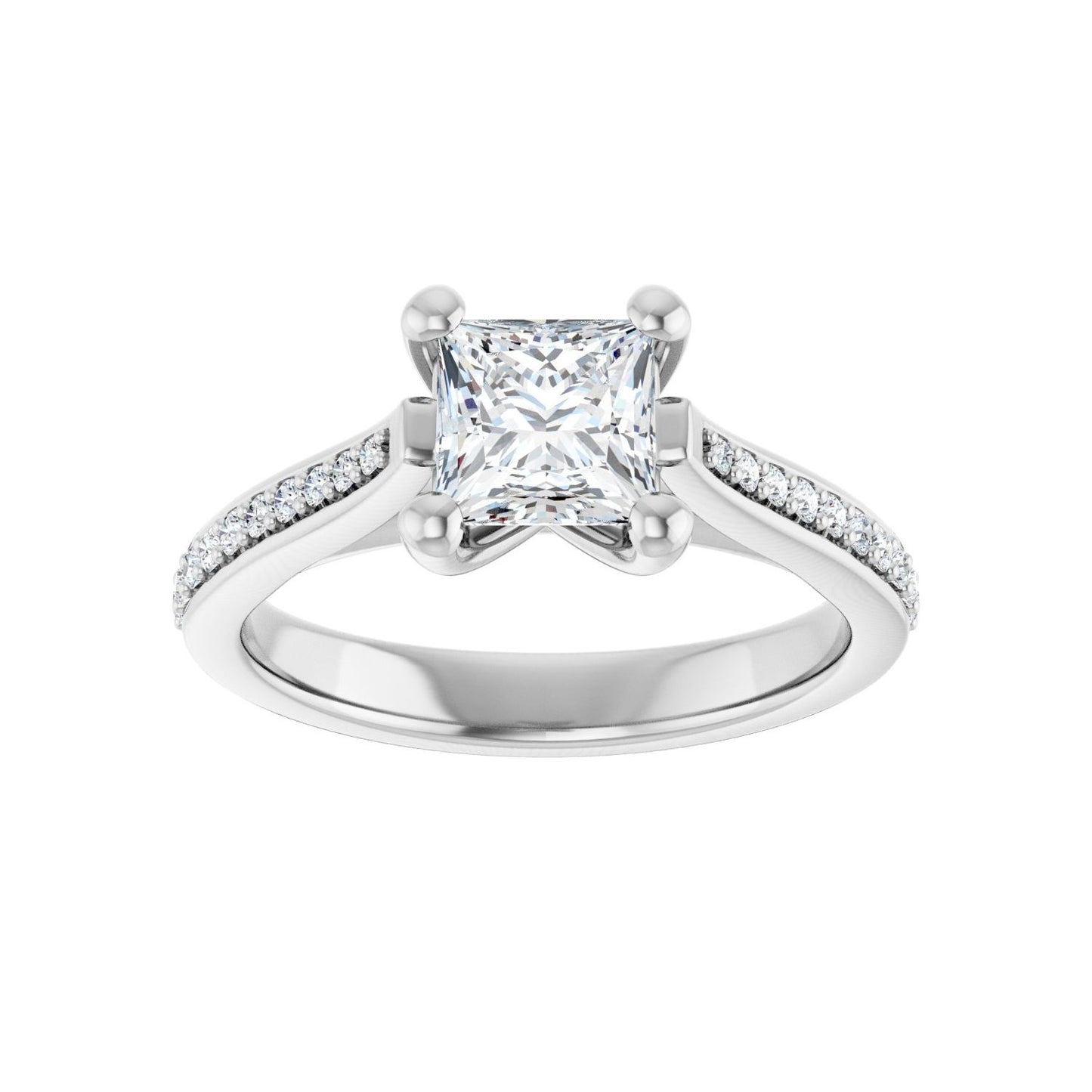 Square Engagement Ring | Metal Type=14K White Gold | Center Stone Size=1 CT | Image 3