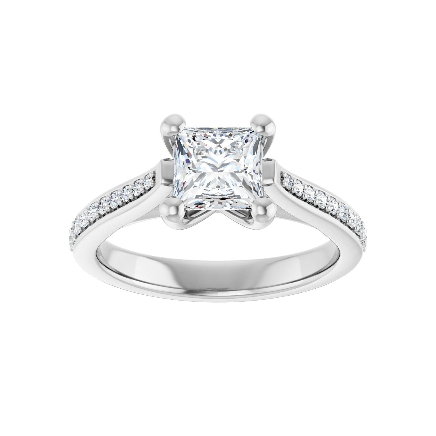 Square Engagement Ring | Metal Type=14K White Gold | Center Stone Size=1 CT | Image 3