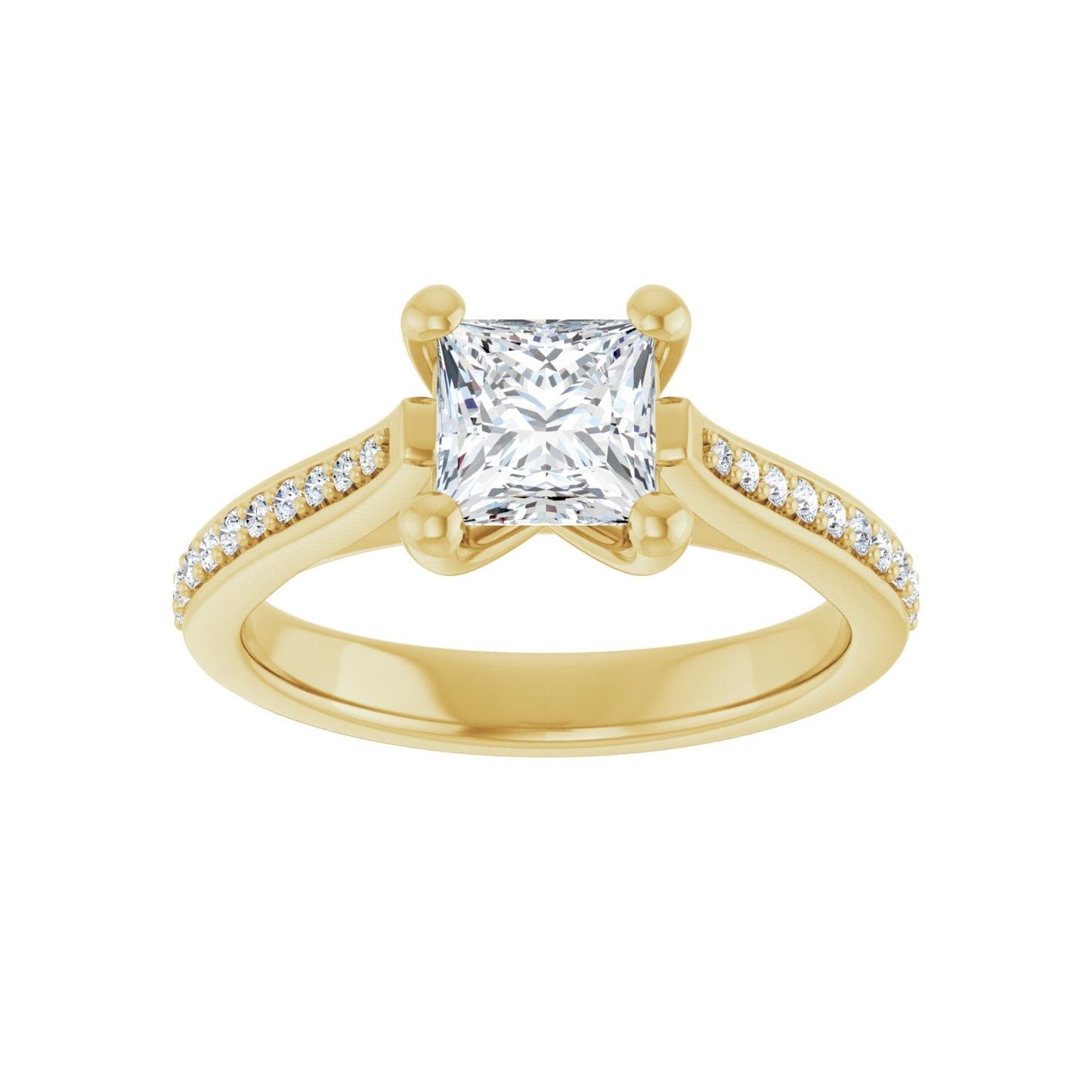 Square Engagement Ring | Metal Type=14K Yellow Gold | Center Stone Size=1 CT | Image 3