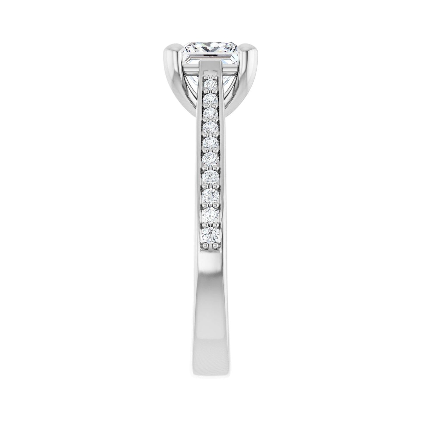 Square Engagement Ring | Metal Type=14K White Gold | Center Stone Size=1 CT | Image 4